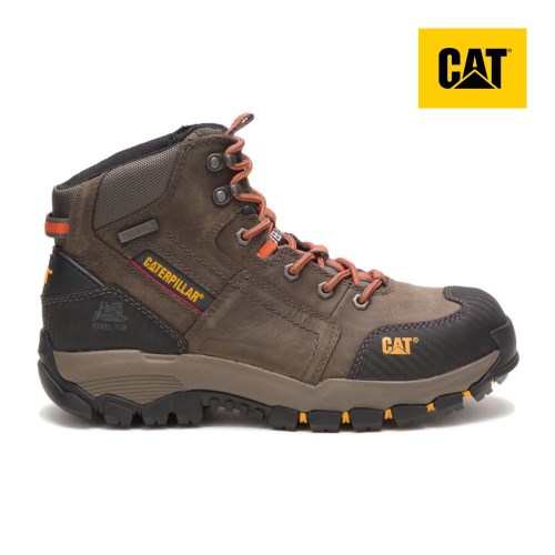 CAT Navigator Mid Waterproof Steel Toe Men's Work Boots Brown (AU Y-640) Australia